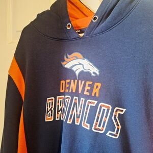 Men's Fanatics Navy/Orange Denver Broncos Iconic Color Block Pullover Hoodie
